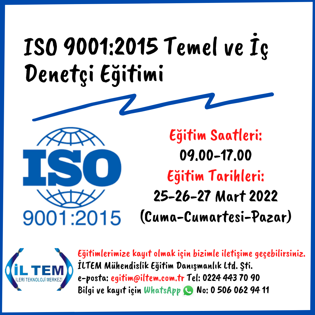 ISO 9001:2015 TEMEL ve  DENET ETM 25 MART 2022 STANBUL