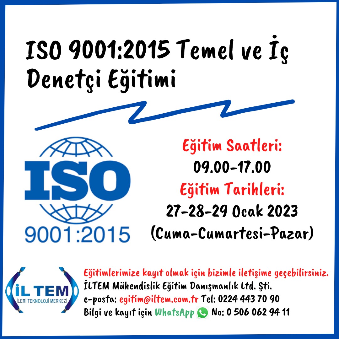 ISO 9001:2015 TEMEL ve  DENET ETM 27 OCAK 2023 BURSA