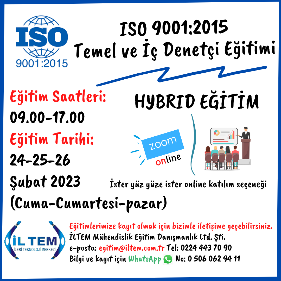 ISO 9001:2015 TEMEL ve  DENET ETM 24 UBAT 2023 BURSA
